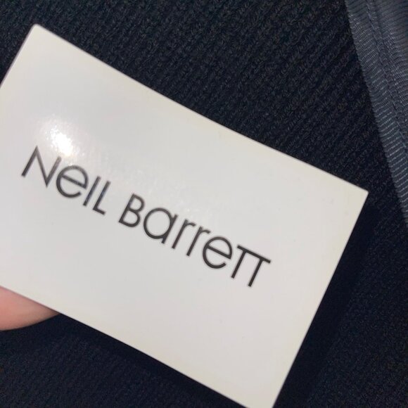 Neil Barrett Mens Coat Size 48 Blue Slim Fit Knit Sleeve And Back Pea Casual - Picture 5 of 12